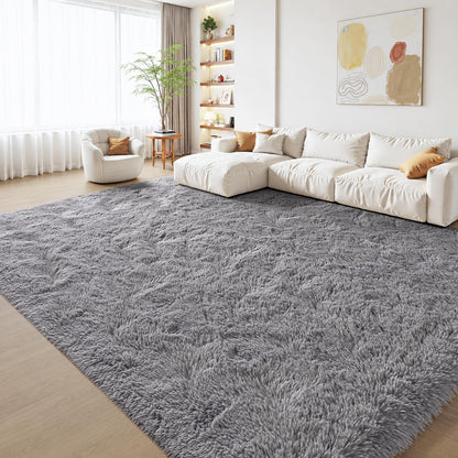 Zentavio 5x8 Area Rugs for Bedroom Fluffy Rugs for Living Room Carpet Large Fuzzy Soft Shag Aesthetic Plush High Pile Gray Throw Rug for Nursery Kids Room Dorm Waved Grey