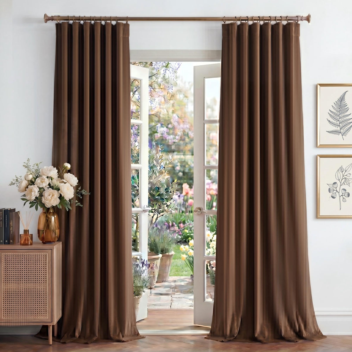 NICETOWN Olive Green Velvet Blackout Curtains 84" Long, 52" Wide, 2 Panels