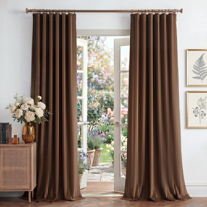 NICETOWN Olive Green Velvet Blackout Curtains 84" Long, 52" Wide, 2 Panels