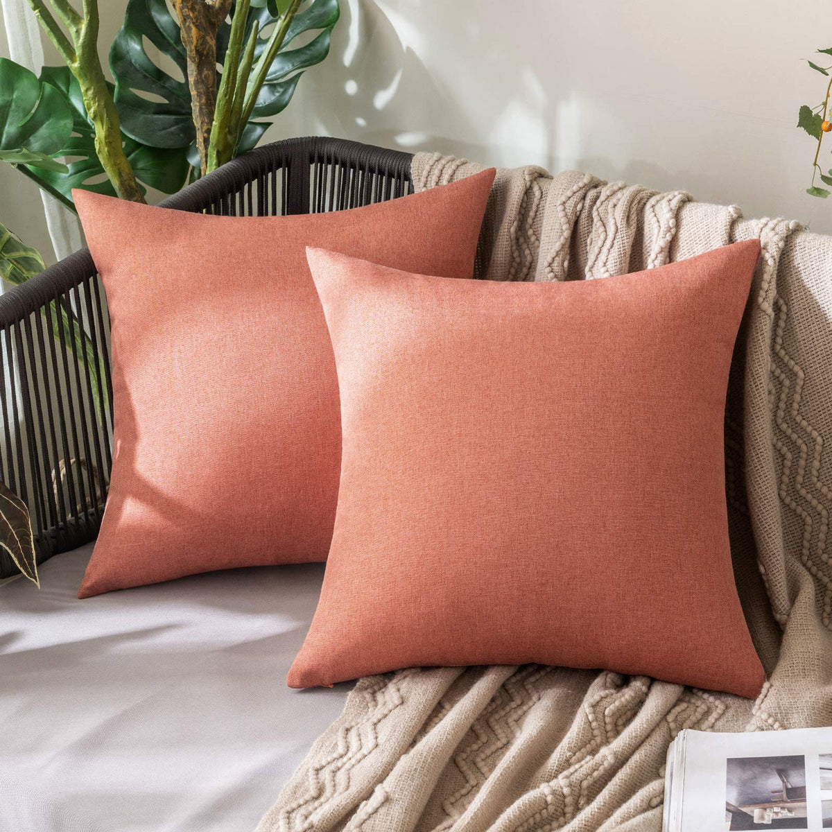 MIULEE Decorative Outdoor Pillow Covers Euro Waterproof 24x24 Beige