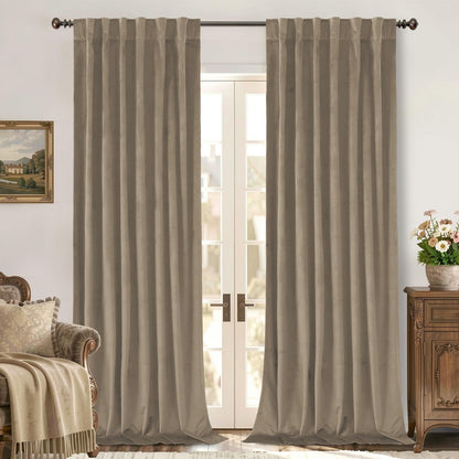 BGment Olive Green Velvet Blackout Curtains 52 x 84 Inch Length, 2 Panels