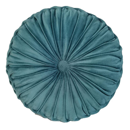 Teieas Round Throw Pillow Velvet Pleated Round Pillow Cushion Light Blue