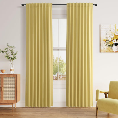 Guken Cream Linen Blackout Curtains 84 Inch Length 2 Panels Set for Living Room Bedroom Back Tab Thermal Insulated 100% Black Out Drapes Room Darkening Window Curtain Ivory Natural Beige
