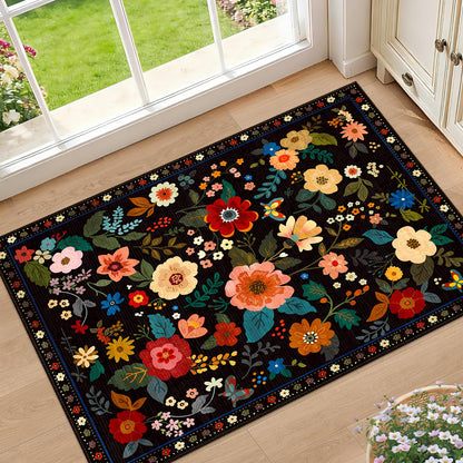 RELEANY Floral Washable 5x7 Area Rugs Pink