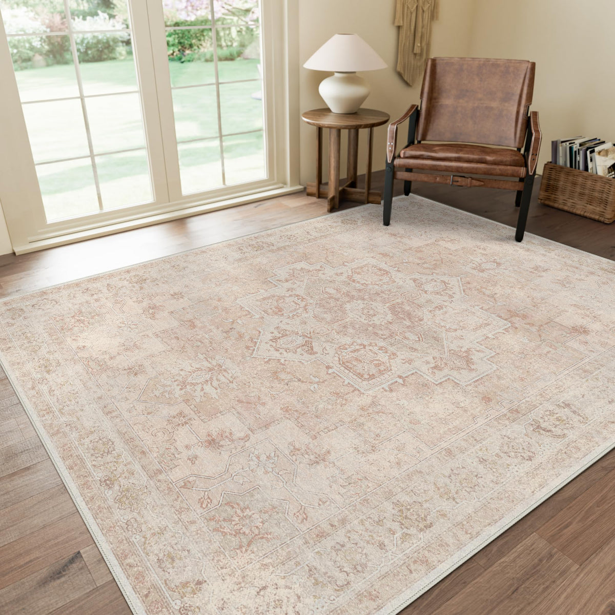 GENIMO 8x10 Washable Area Rugs for Living Room, Non Slip, Taupe Brown