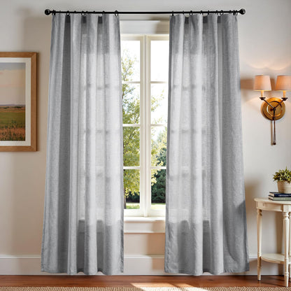 jinchan Linen Curtains Light Filtering Back Tab 50x96 Inch 2 Panels Beige