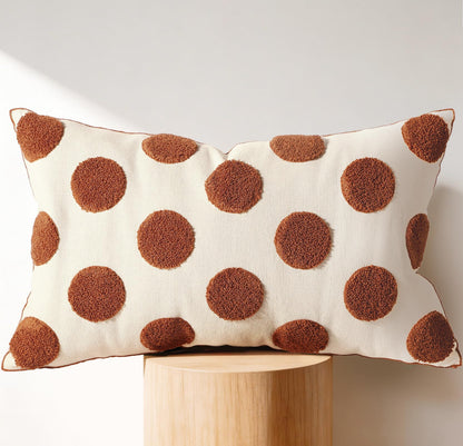 Fall Embroidered Throw Pillow Cover 18x18 Inch, Brown Striped