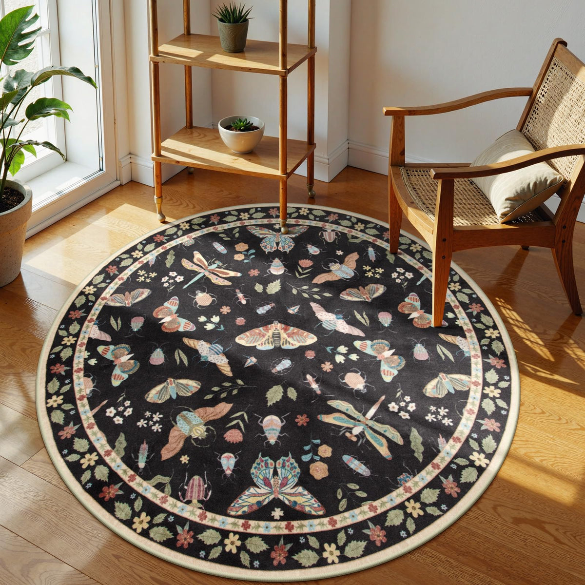 Lahome Bug Washable Area Rugs 5x7, Soft Green Rug for Living Room Bedroom
