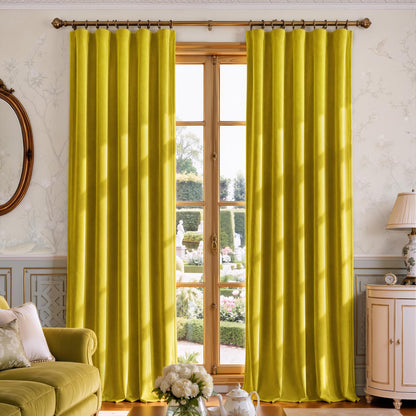 NICETOWN Olive Green Velvet Blackout Curtains 84" Long, 52" Wide, 2 Panels