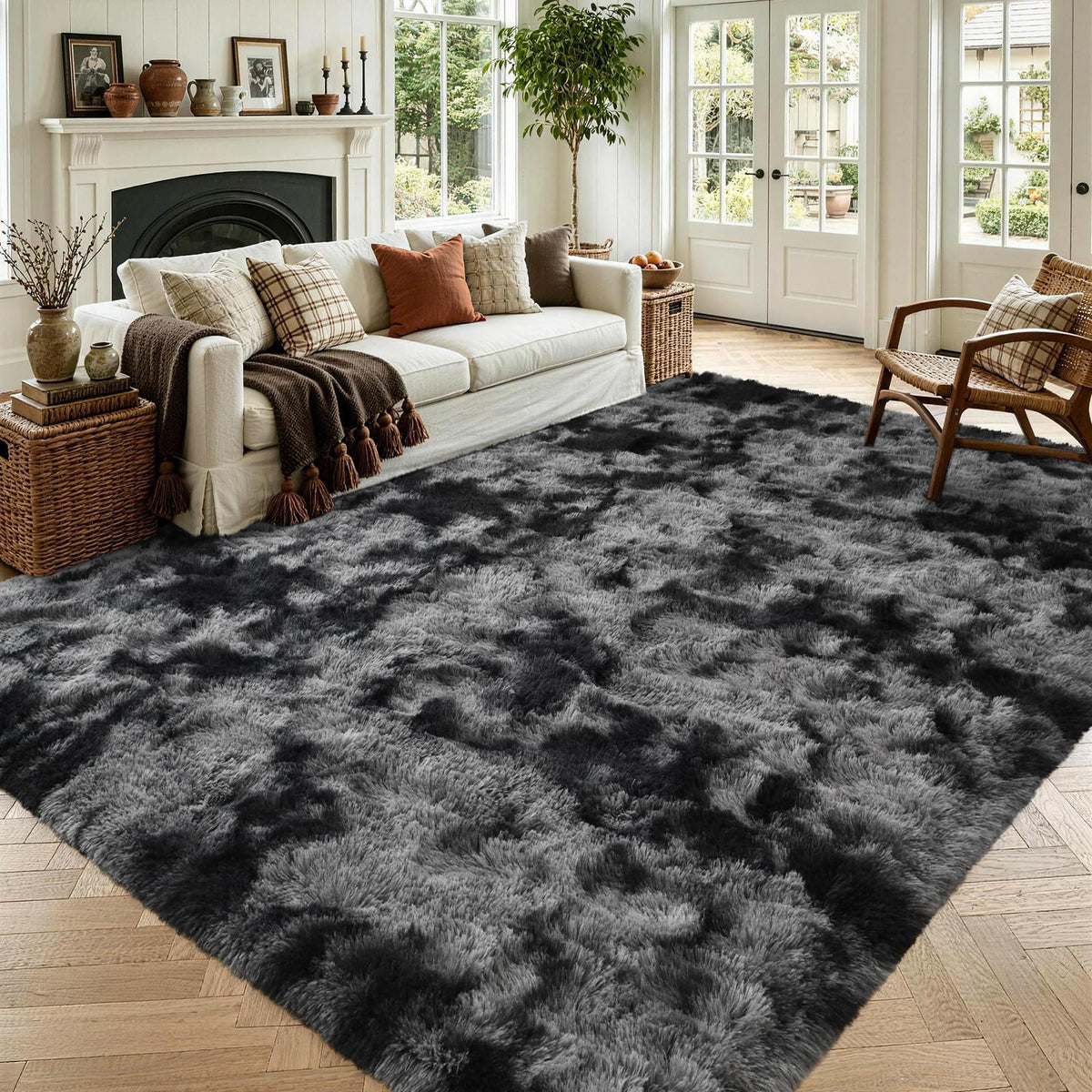 Noahas 2x6 Black Fluffy Soft Runner Rug Non-Slip for Bedroom Dorm Hallway