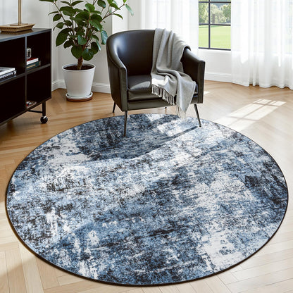 Rugflix 8x10 Area Rug for Living Room, Washable Navy Blue Dark Black Carpet