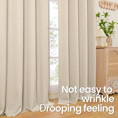 BGment Oatmeal Linen Curtains 84 Inch Length 2 Panels Set for Living Room