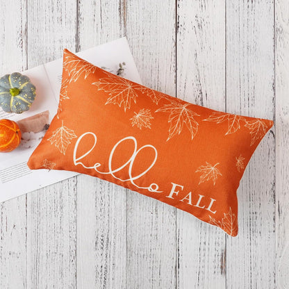 ONWAY Fall Throw Pillow Covers 12x20 Set of 2 Hello Fall Pumpkin Orange
