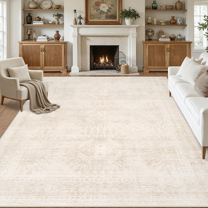 8x10 Area Rugs Living Room: Bedroom Neutral Washable Carpet Beige