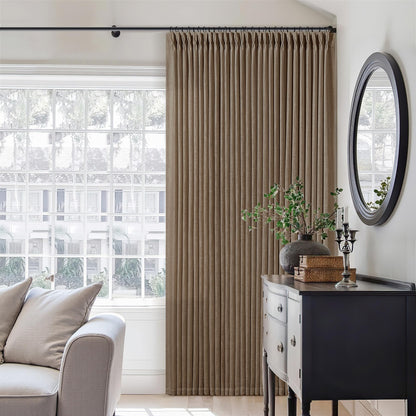 TWODRAPES Natural Pinch Pleated Linen Semi Sheer 84 Inch Curtains 2 Panels