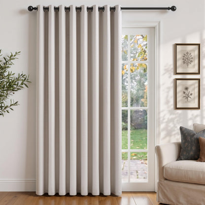 Natural Ivory 100% Blackout Grommet Linen Curtains 90 Inch Long 2 Panels