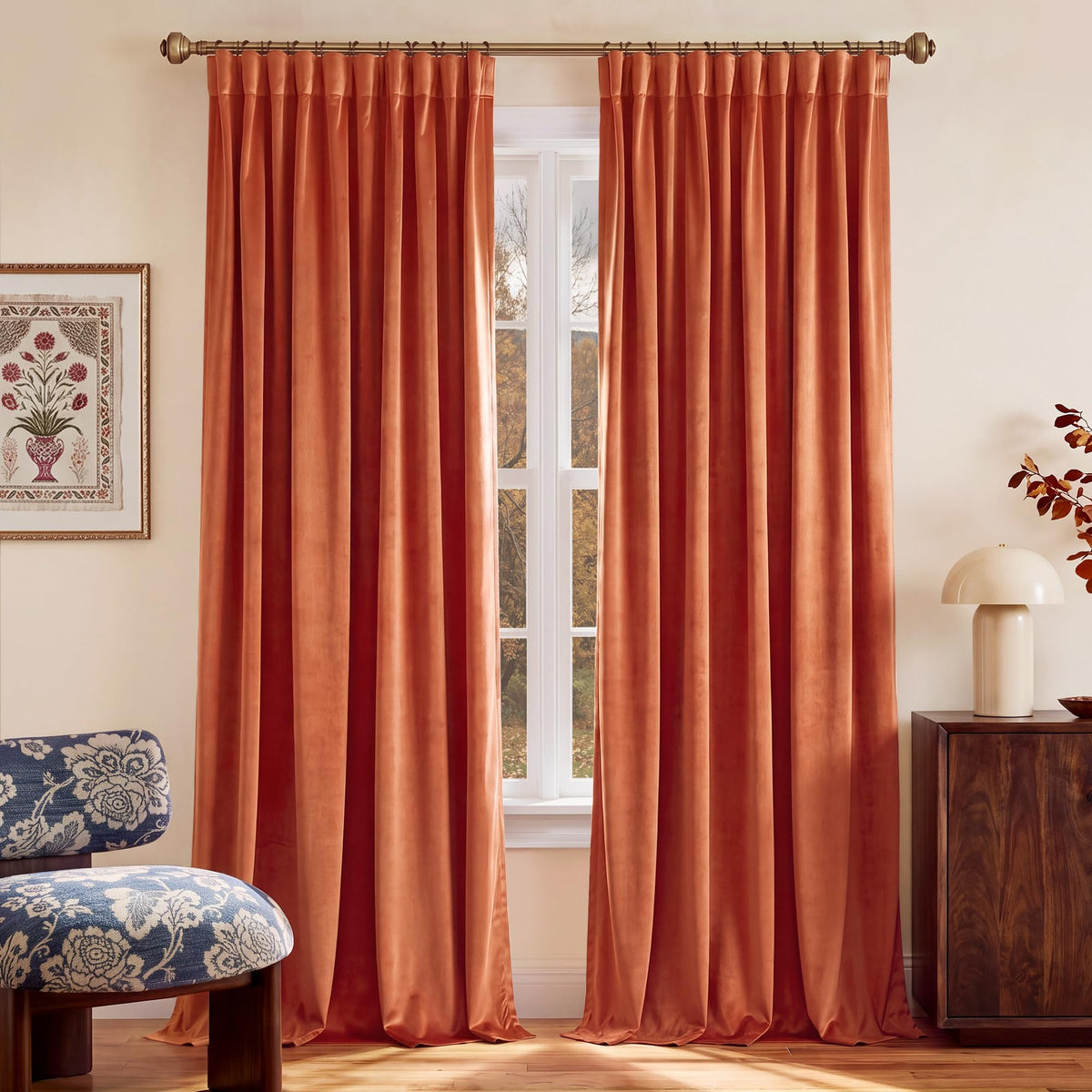 NICETOWN Olive Green Velvet Blackout Curtains 84" Long, 52" Wide, 2 Panels