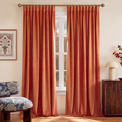 NICETOWN Olive Green Velvet Blackout Curtains 84" Long, 52" Wide, 2 Panels