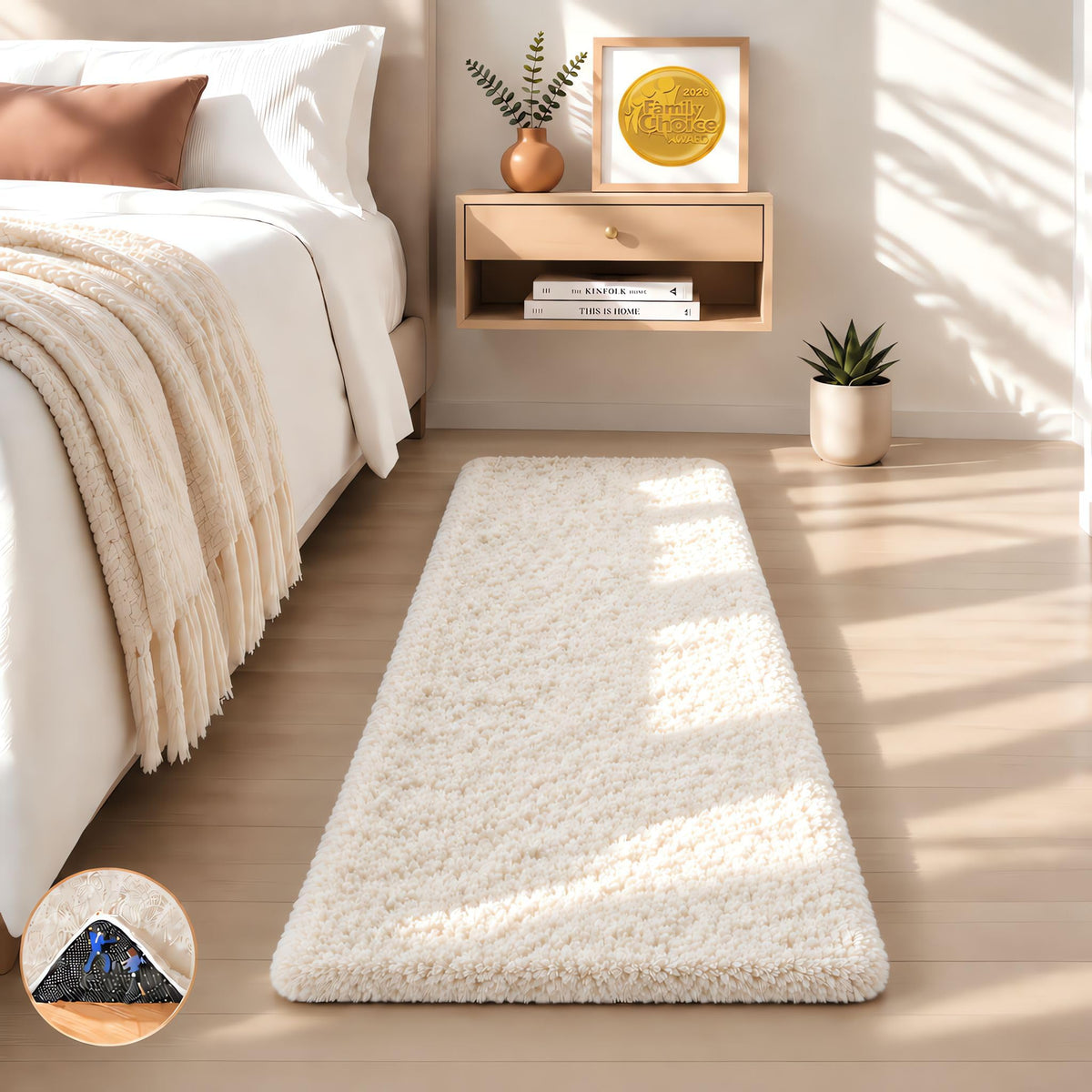 Ophanie Small Rug Upgrade Non Slip Throw Bedside Area Rugs, Fluffy Soft Grey Mini Bedroom Carpet, Affordable Door Entryway Indoor Inside Front Entrance Dog 2x3 Mat, Home Decor Aesthetic, Nursery