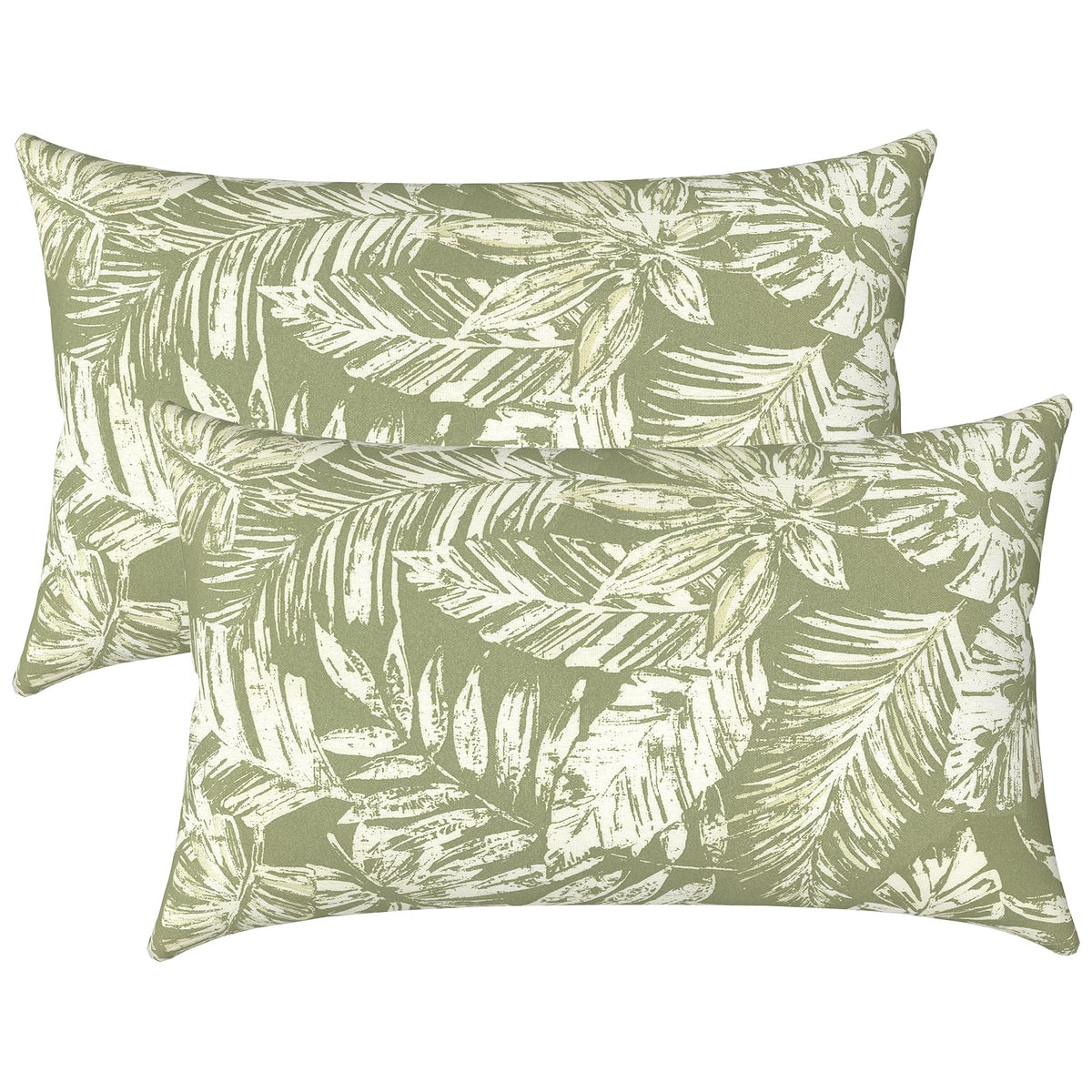 LVTXIII Set of 2 Patio Lumbar Pillows, 12" x 20" Fade Resistant Outdoor Lumbar Pillow with Inners, Fluffy Decorative Garden Lumbar Cushions for Home Patio Coach Sofa Use, Jacobean Black