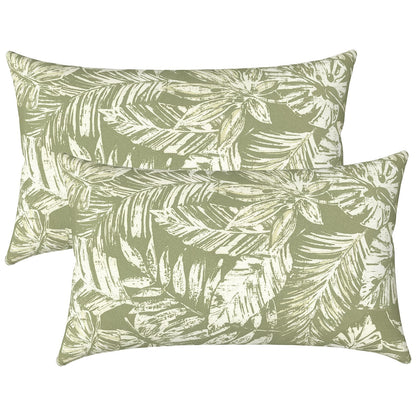LVTXIII Set of 2 Patio Lumbar Pillows, 12" x 20" Fade Resistant Outdoor Lumbar Pillow with Inners, Fluffy Decorative Garden Lumbar Cushions for Home Patio Coach Sofa Use, Jacobean Black