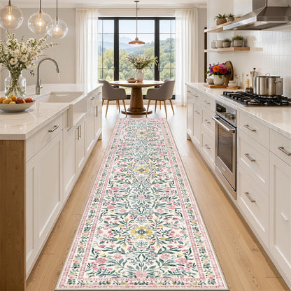 PLHXFR 8x10 Area Rug Living Room: Floral Washable Boho Carpet Dark Green