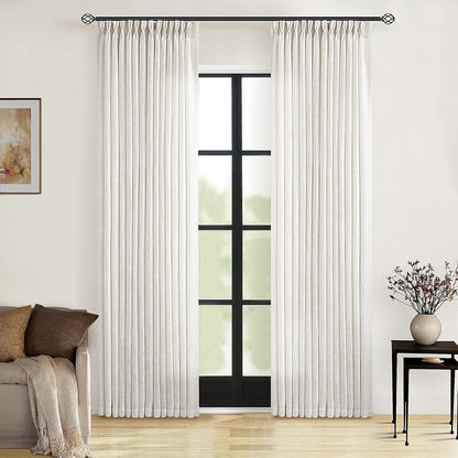 TWODRAPES Natural Pinch Pleated Linen Semi Sheer 84 Inch Curtains 2 Panels