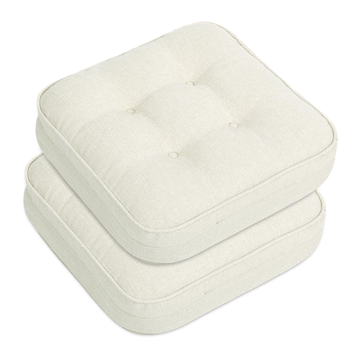 GOFORIT Chair Cushions,Tufted Shredded Memory Foam Chair Pads, Non-Slip Seat Cushions with Removable Cover, 16'' x 16'', Beige