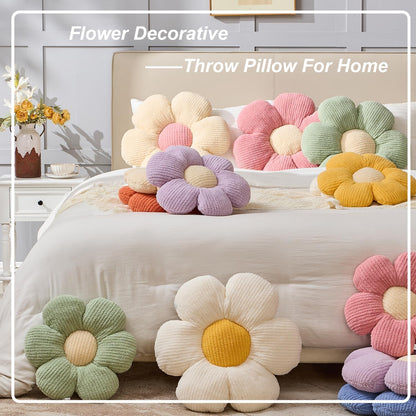 XIAIJIA 3PCS Flower Pillow, Daisy Throw Pillows, Flower Cushion 15.7 Inch