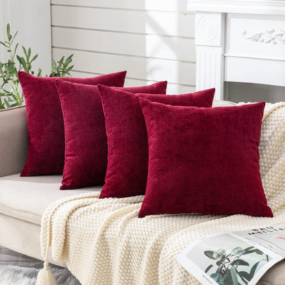GAWAMAY Decorative Square Throw Pillow Covers 18"x18" Inch Set of 2, Super Soft Chenille Pillows Farmhouse Fall Pillowcase for Living Room Bedroom Sofa Couch Cushion Cover Burnt Orange 45x45cm