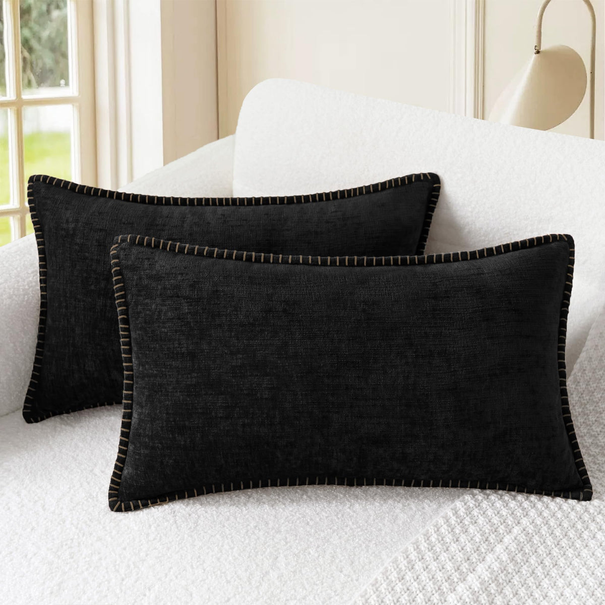 CaliTime Decorative Couch Throw Pillow Covers 18 X 18 Inches Smoke Blue