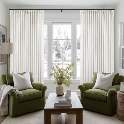 TWODRAPES Natural Pinch Pleated Linen Semi Sheer 84 Inch Curtains 2 Panels