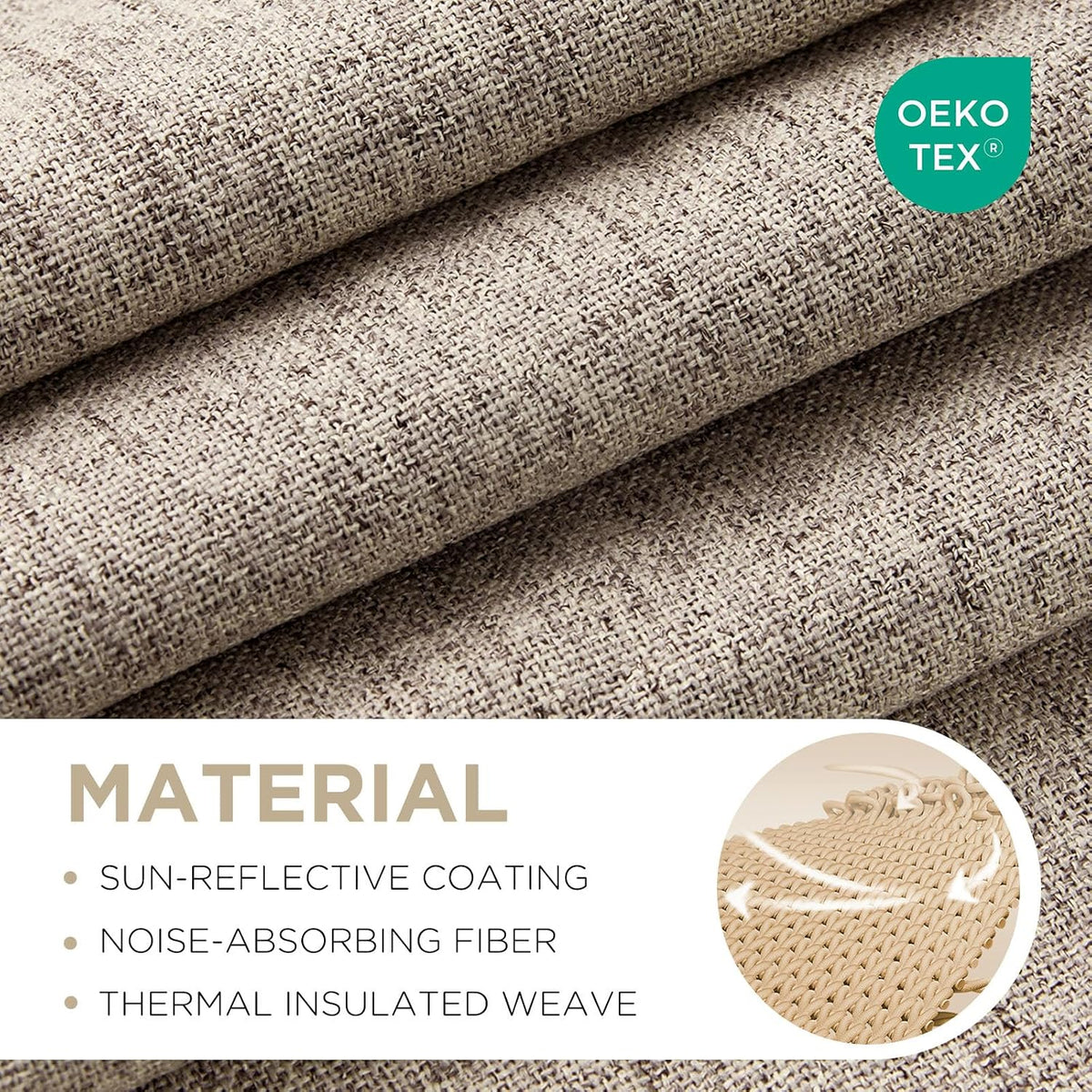 Joydeco Blackout Curtains for Bedroom - 63 Inch Long 100% Light Blocking 2 Panels Set Linen Drapes, Thermal Insulated Room Darkening Curtains, Linen Textured for Living Room, Rod Pocket & Back Tabs