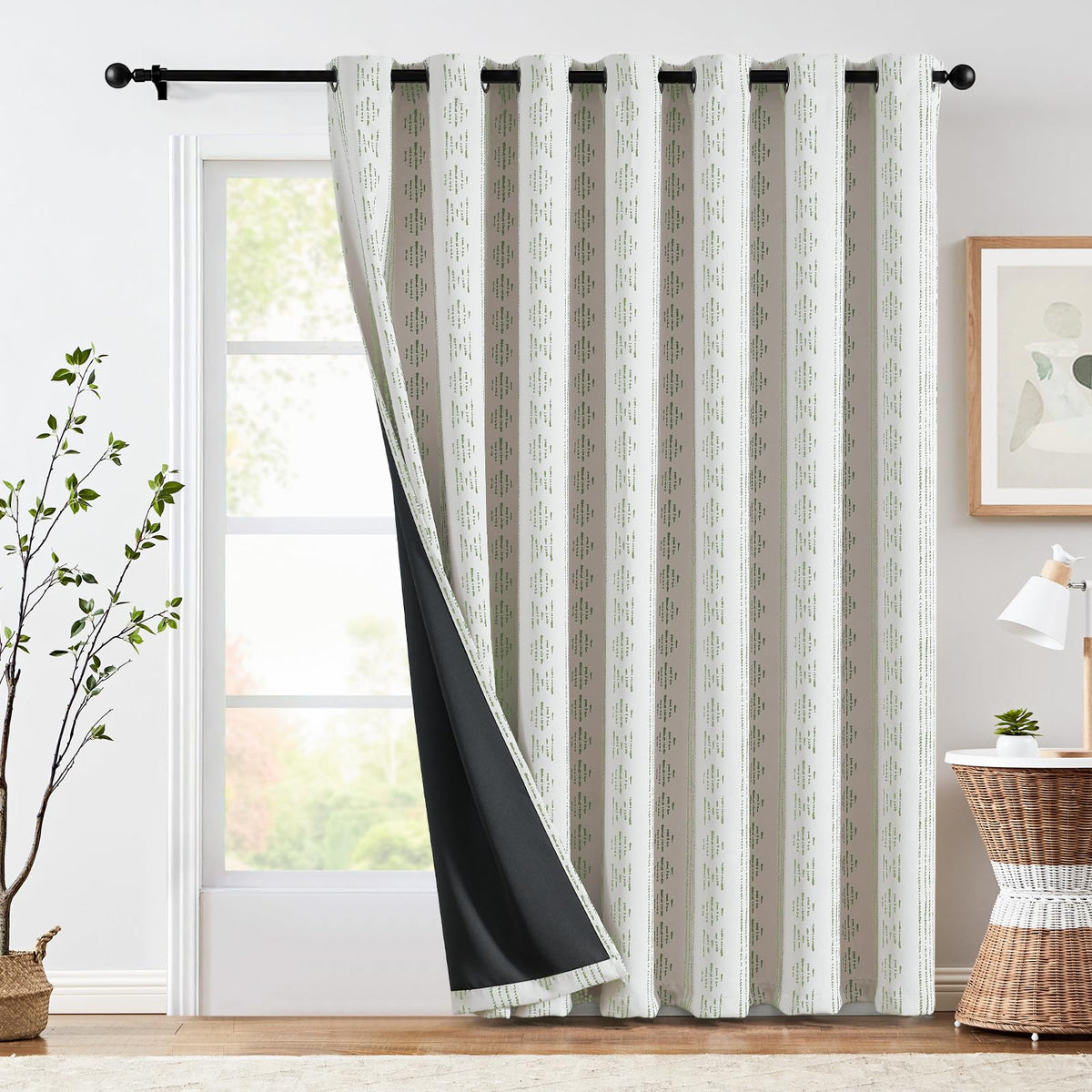 jinchan Boho Blackout Curtains 63 Inch Length Moon Phase Printed Drapes