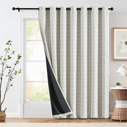 jinchan Boho Blackout Curtains 63 Inch Length Moon Phase Printed Drapes