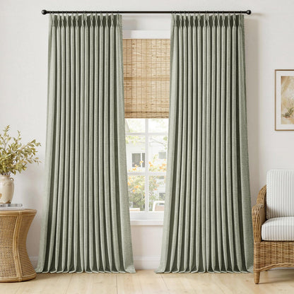 MIULEE Pinch Pleated Linen Curtains 90 Inches Long 2 Panels Natural