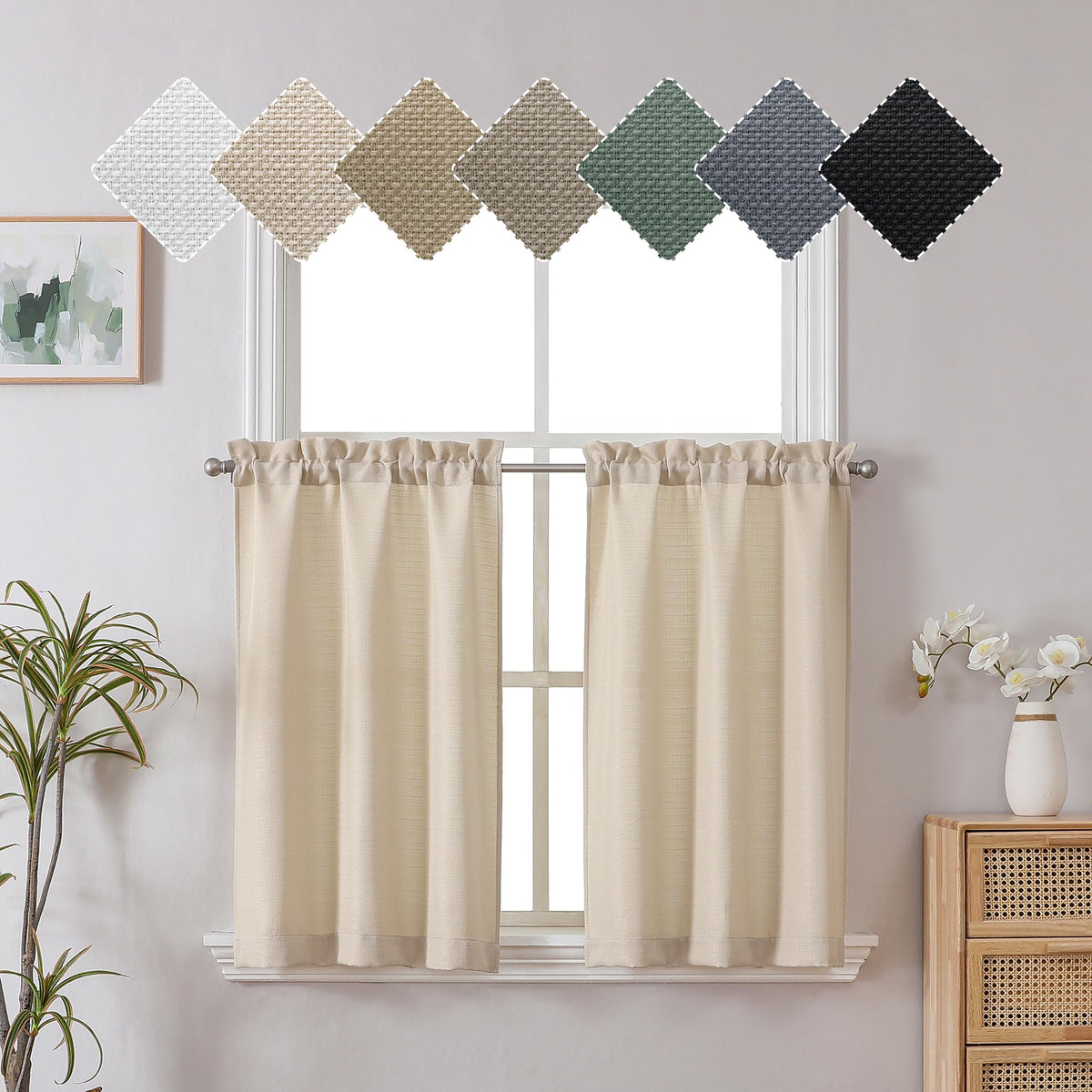 Chyhomenyc White Curtains 84 Inch Length 2 Panels 40Wx84L inches
