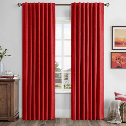 MIULEE 100% Blackout Linen Curtains for Bedroom 42 x 84 Inch Ivory 2 Panels