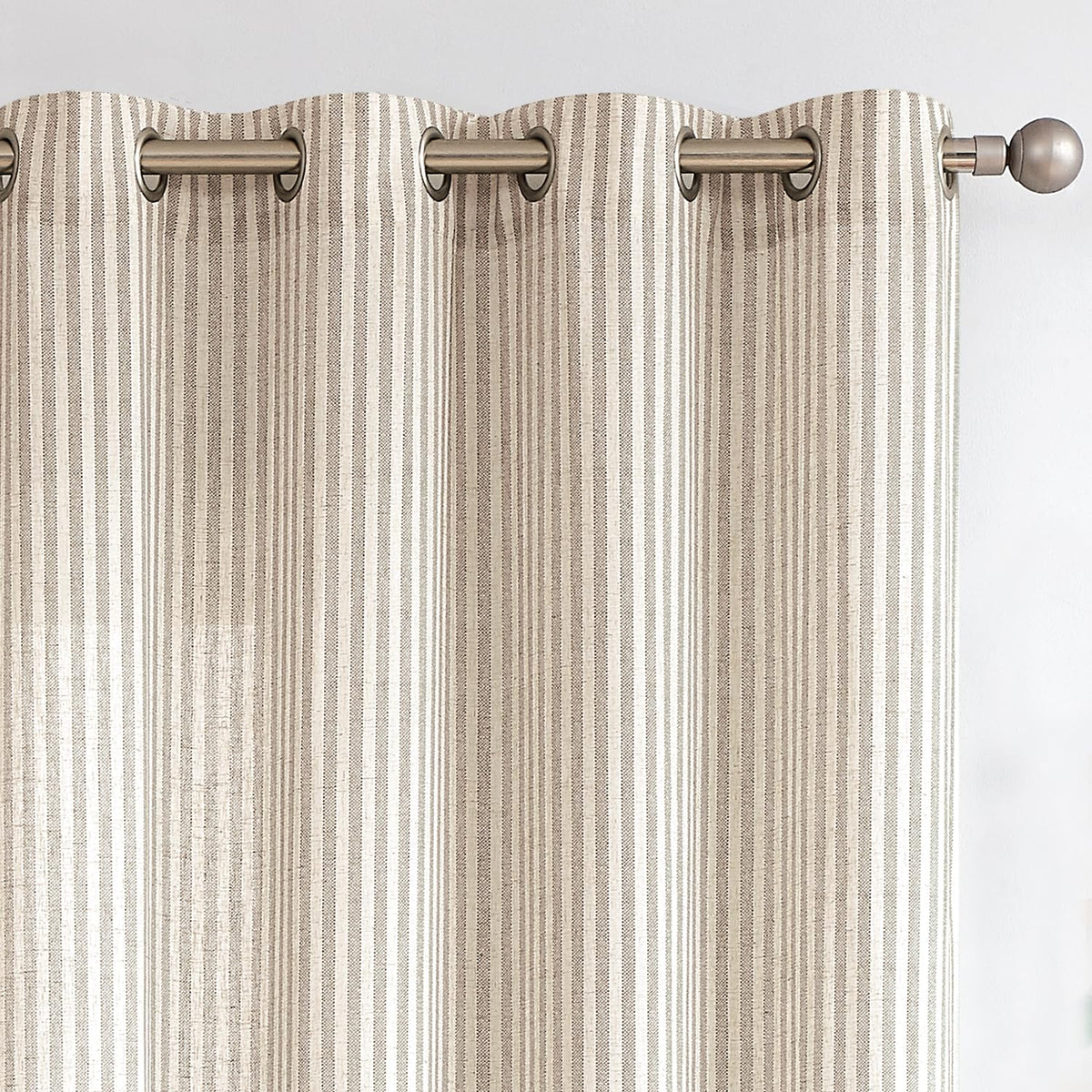 Vangao Linen Curtains for Living Room, Striped Blue Curtains 84L, 2 Panels