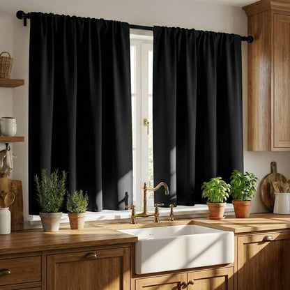 PONY DANCE Black Out Curtains 72 inch Long, Black, 2 Panels