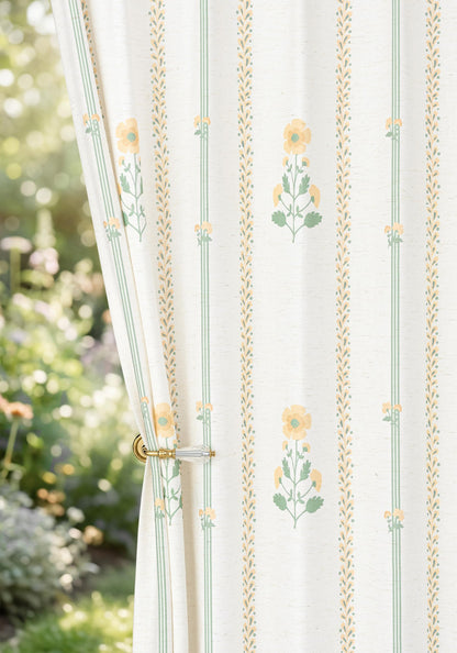 Pinch Pleated Curtains for Living Room Bedroom Dining Room - 72 Inches Light Filtering Floral Curtains Luxury Linen Drapes Farmhouse Window Curtains with Hooks - 2 Panels Set, 40" W x 72" L