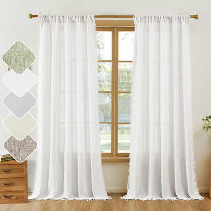 Deconovo Light Filtering Sheer Curtains 72 Inches Long for Living Room
