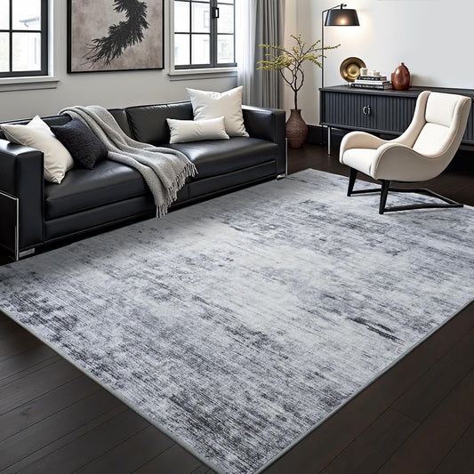 Toneed 4x6 Feet Washable Area Rugs for Bedroom Living Room, 48"x72" Grey