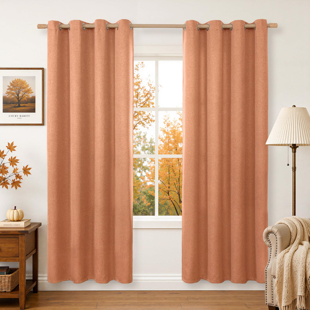 BGment Oatmeal Linen Curtains 84 Inch Length 2 Panels Set for Living Room