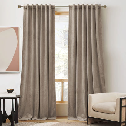 RYB HOME Blue Velvet Blackout Curtains for 84 inches Bedroom Living Room