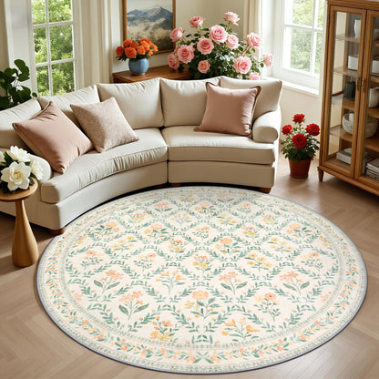 PLHXFR 8x10 Area Rug Living Room: Floral Washable Boho Carpet Dark Green