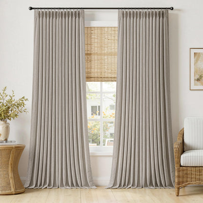 MIULEE Pinch Pleated Linen Curtains 90 Inches Long 2 Panels Natural
