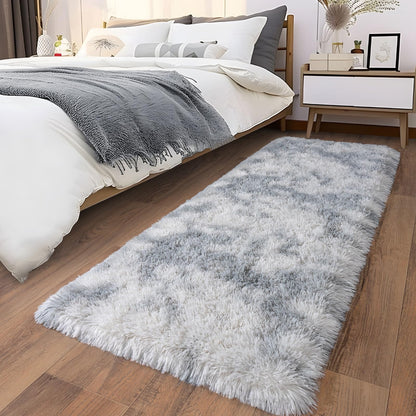 Ultra Soft Runner Rugs for Bedroom Hallways with Upgraded Non-Slip Rubber Backing & Thick Memory Sponge, 2x6 Feet Fluffy Shag Throw Area Rug for Bedside Dorm Dark Grey