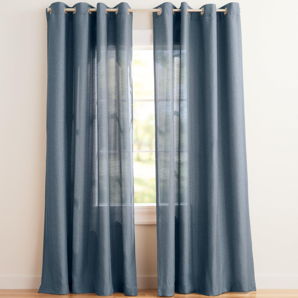 Exclusive Home Loha Linen Grommet Top Curtain Panel Pair, 84"x54", Winter White
