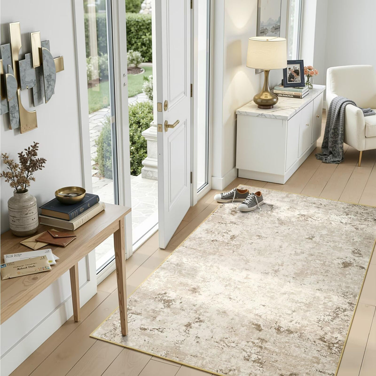 Toneed 4x6 Feet Washable Area Rugs for Bedroom Living Room, 48"x72" Grey